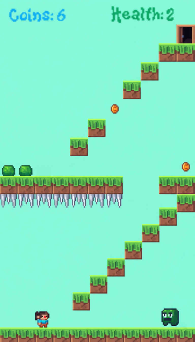 Image of a side scroller pixel based game